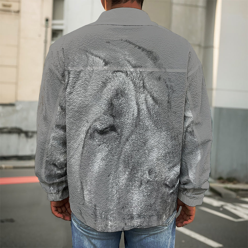 Monochrome Shar Pei Print Men's Shirt Jacket