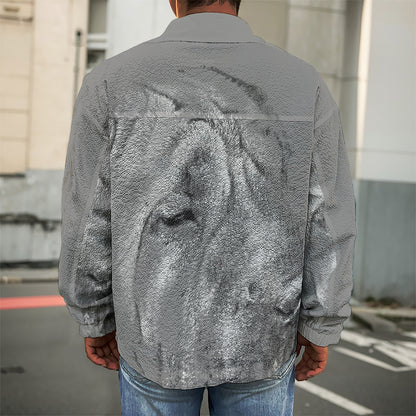 Monochrome Shar Pei Print Men's Shirt Jacket