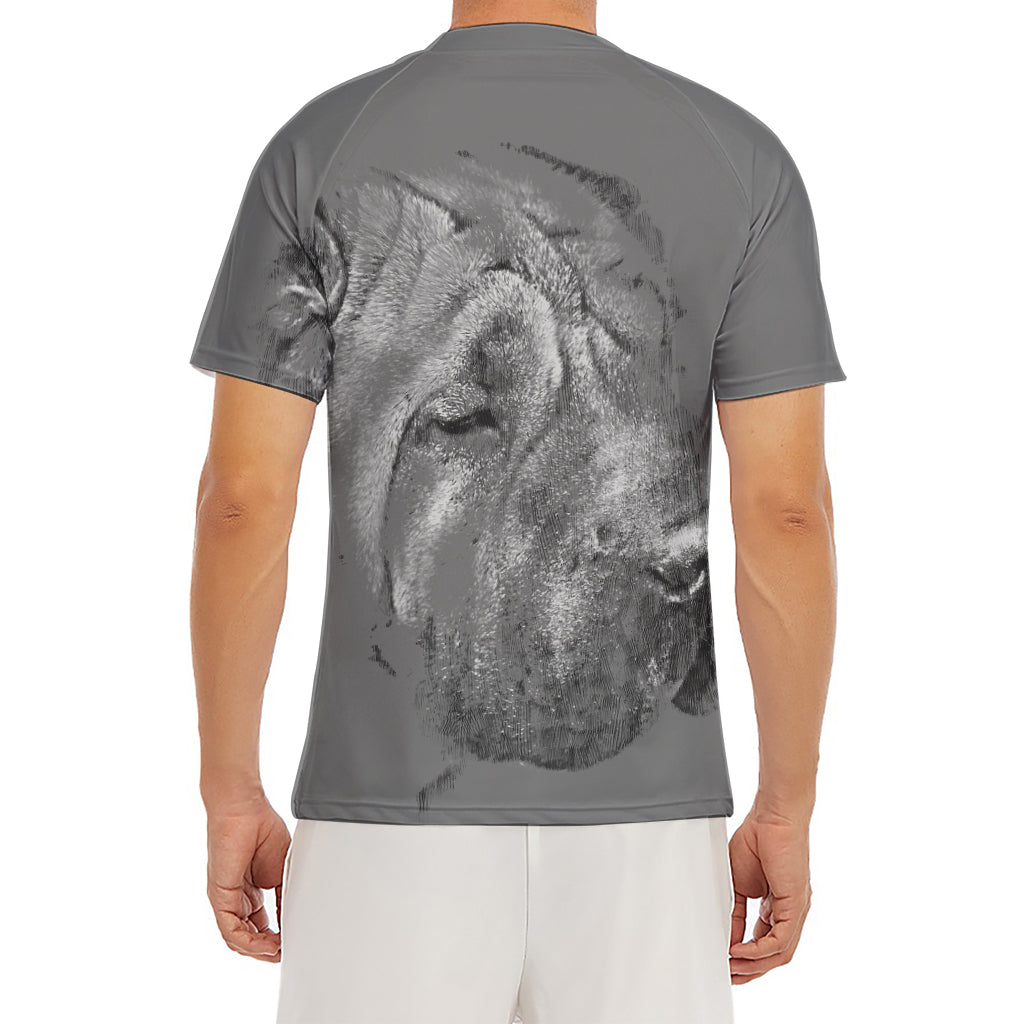 Monochrome Shar Pei Print Men's Short Sleeve Rash Guard