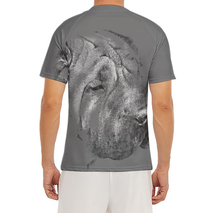 Monochrome Shar Pei Print Men's Short Sleeve Rash Guard