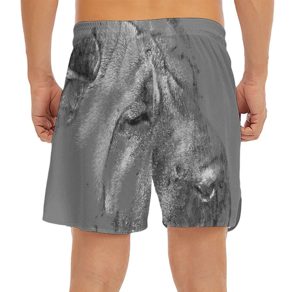 Monochrome Shar Pei Print Men's Split Running Shorts