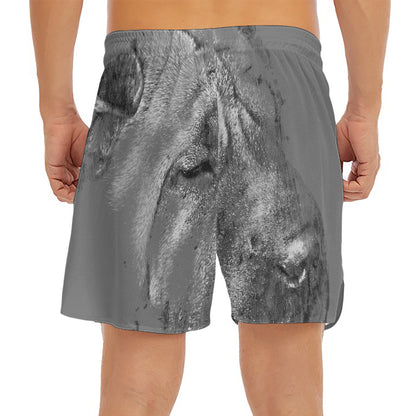 Monochrome Shar Pei Print Men's Split Running Shorts