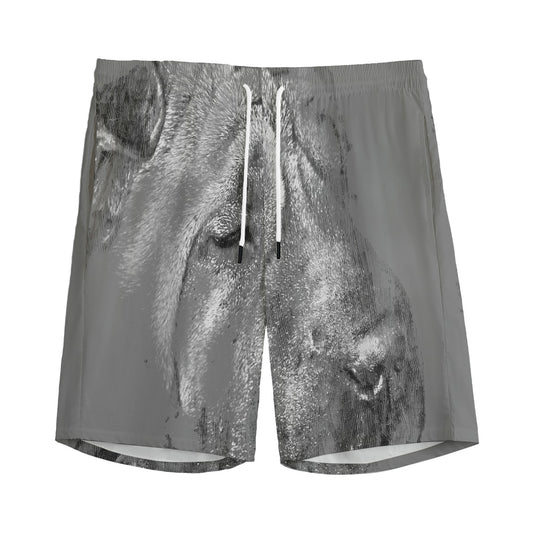 Monochrome Shar Pei Print Men's Sports Shorts