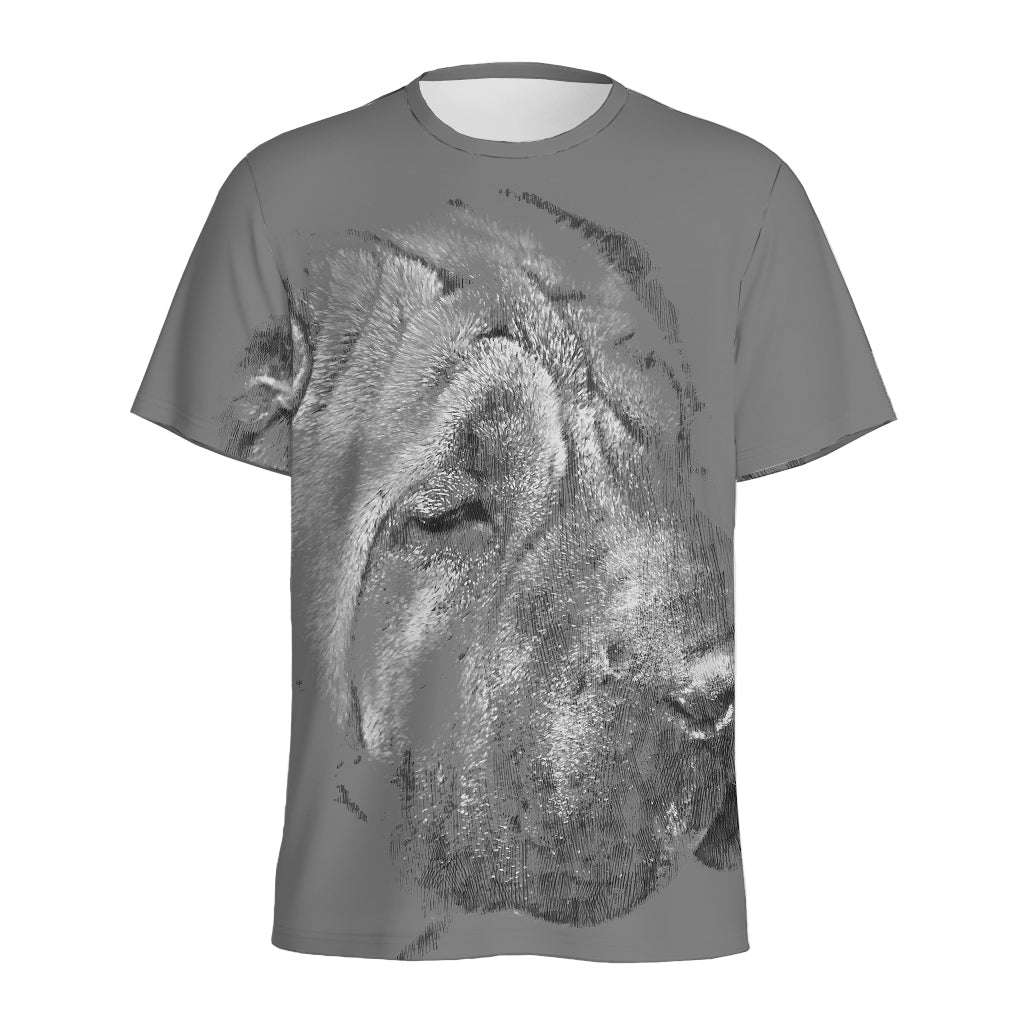 Monochrome Shar Pei Print Men's Sports T-Shirt