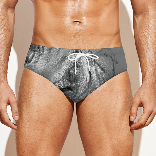 Monochrome Shar Pei Print Men's Swim Briefs