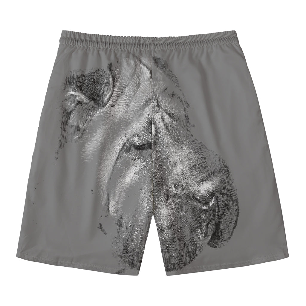Monochrome Shar Pei Print Men's Swim Trunks