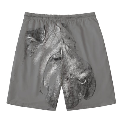 Monochrome Shar Pei Print Men's Swim Trunks