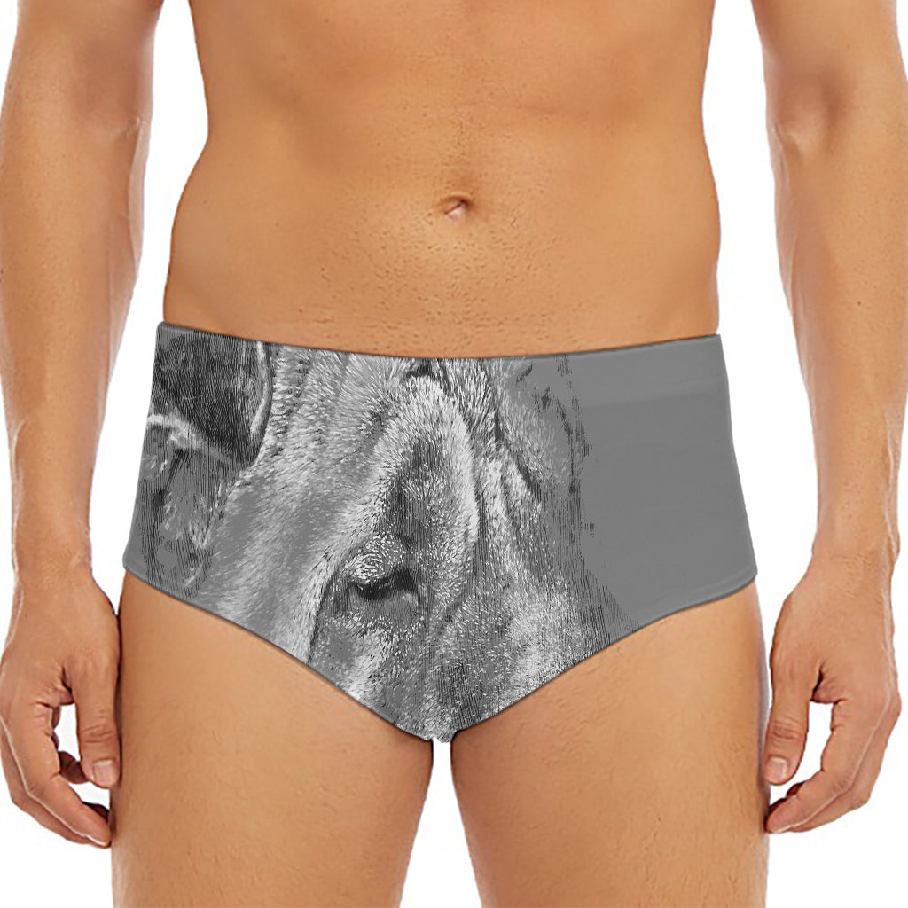 Monochrome Shar Pei Print Men's Triangle Swim Briefs