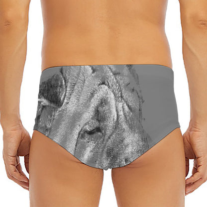 Monochrome Shar Pei Print Men's Triangle Swim Briefs