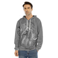 Monochrome Shar Pei Print Men's Velvet Pullover Hoodie
