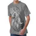 Monochrome Shar Pei Print Men's Velvet T-Shirt