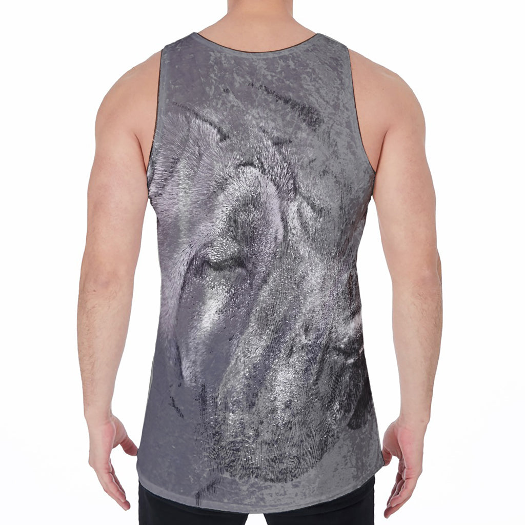 Monochrome Shar Pei Print Men's Velvet Tank Top