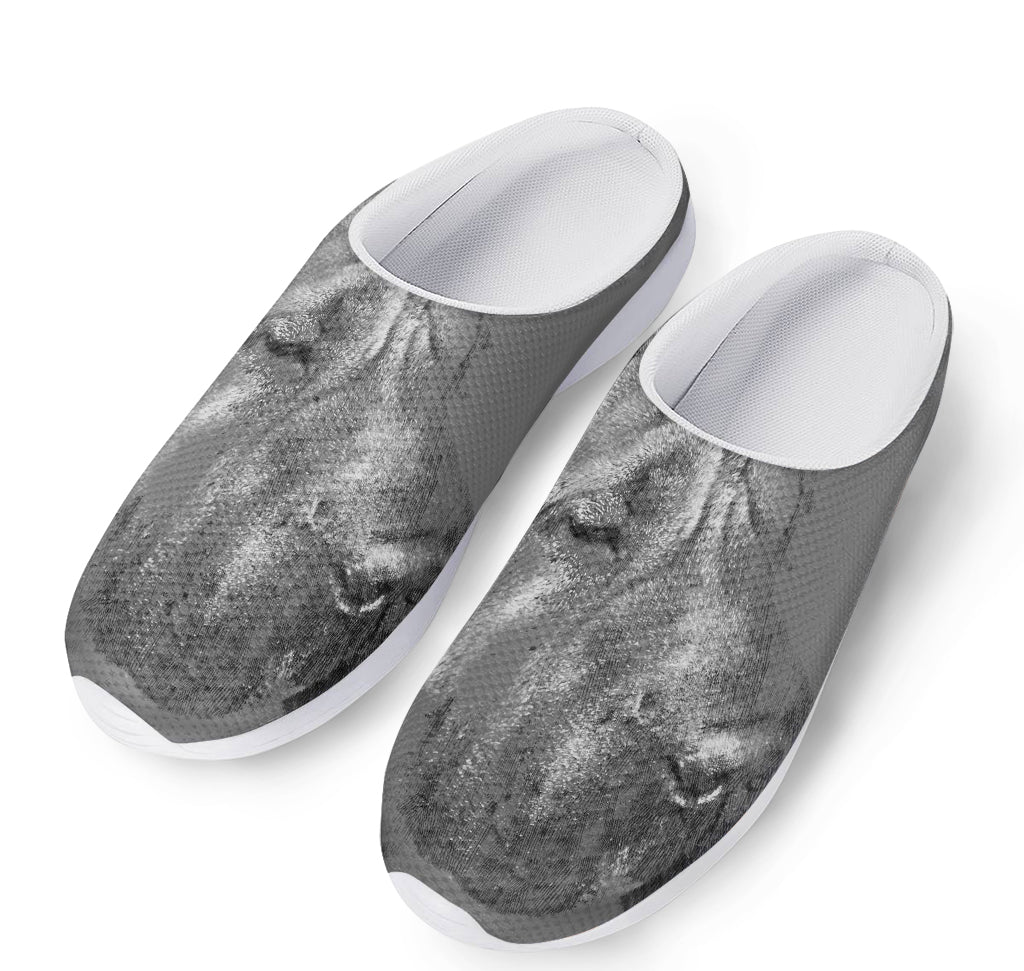 Monochrome Shar Pei Print Mesh Casual Shoes