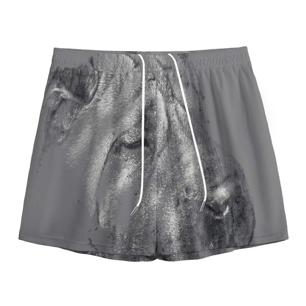 Monochrome Shar Pei Print Mesh Shorts