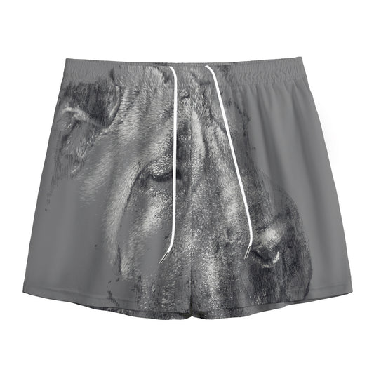 Monochrome Shar Pei Print Mesh Shorts