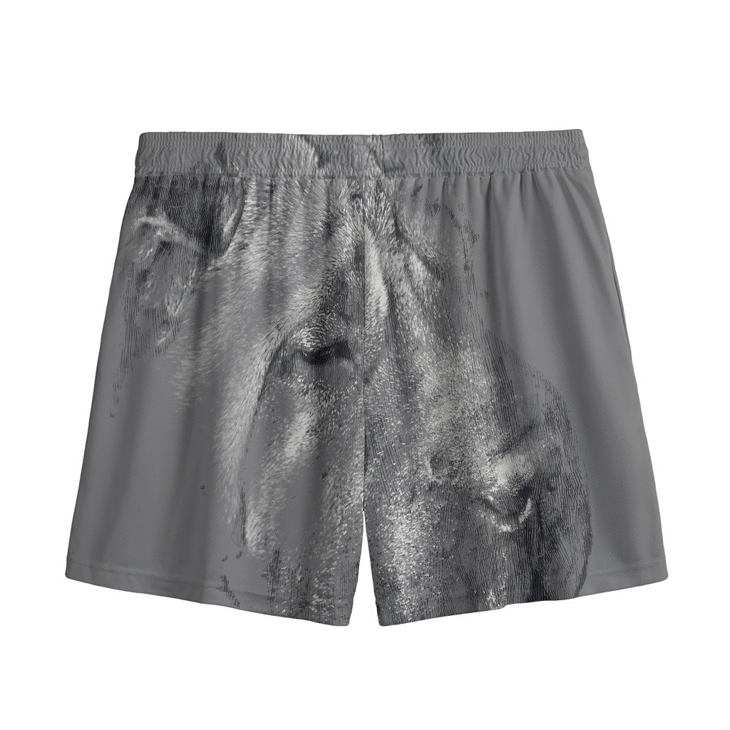 Monochrome Shar Pei Print Mesh Shorts