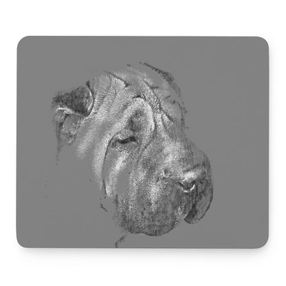 Monochrome Shar Pei Print Mouse Pad