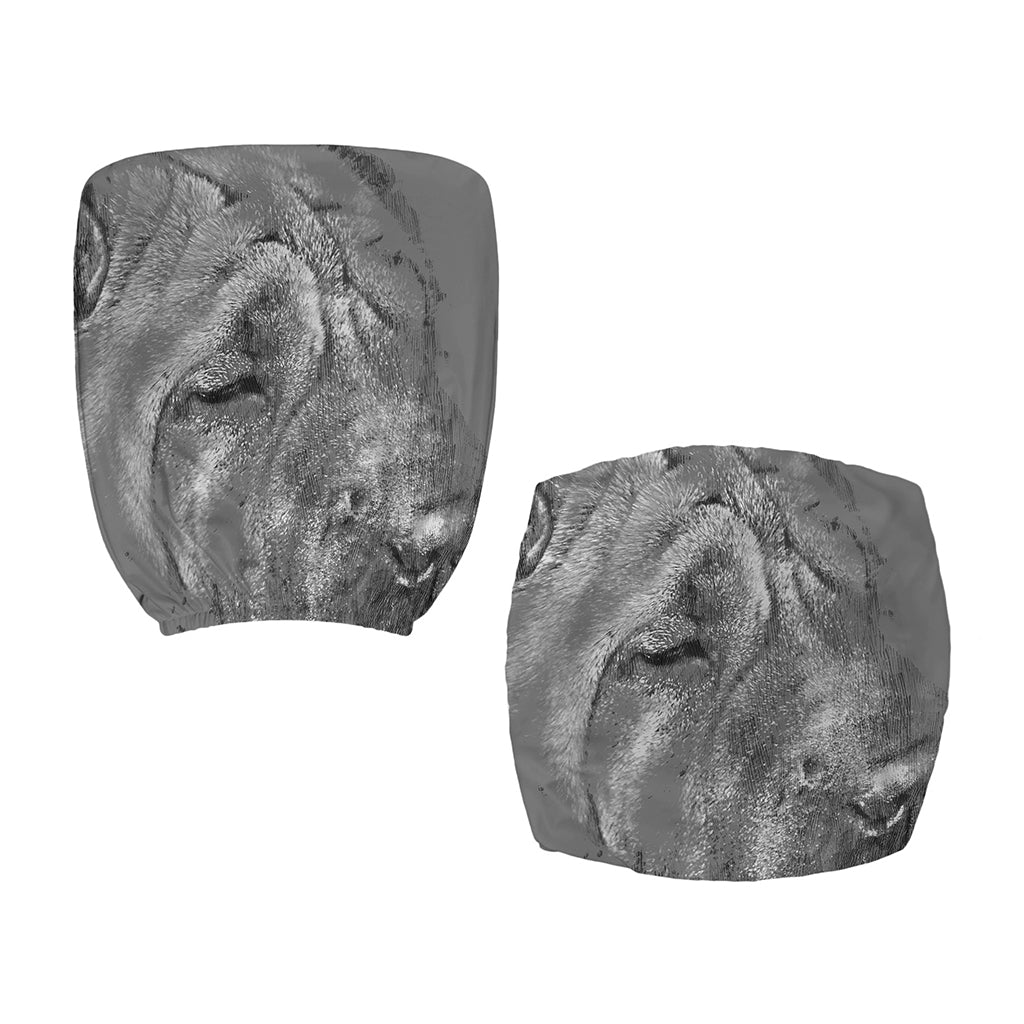 Monochrome Shar Pei Print Office Chair Cover