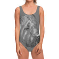 Monochrome Shar Pei Print One Piece Swimsuit