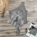 Monochrome Shar Pei Print One Shoulder Bodysuit