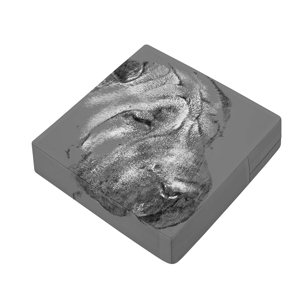 Monochrome Shar Pei Print Outdoor Seat Cushion Cover