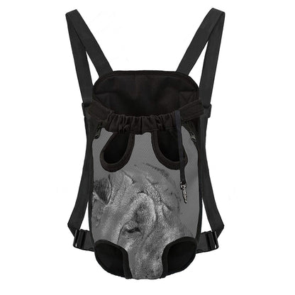 Monochrome Shar Pei Print Pet Carrier Backpack