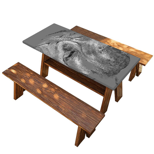 Monochrome Shar Pei Print Picnic Table Cover