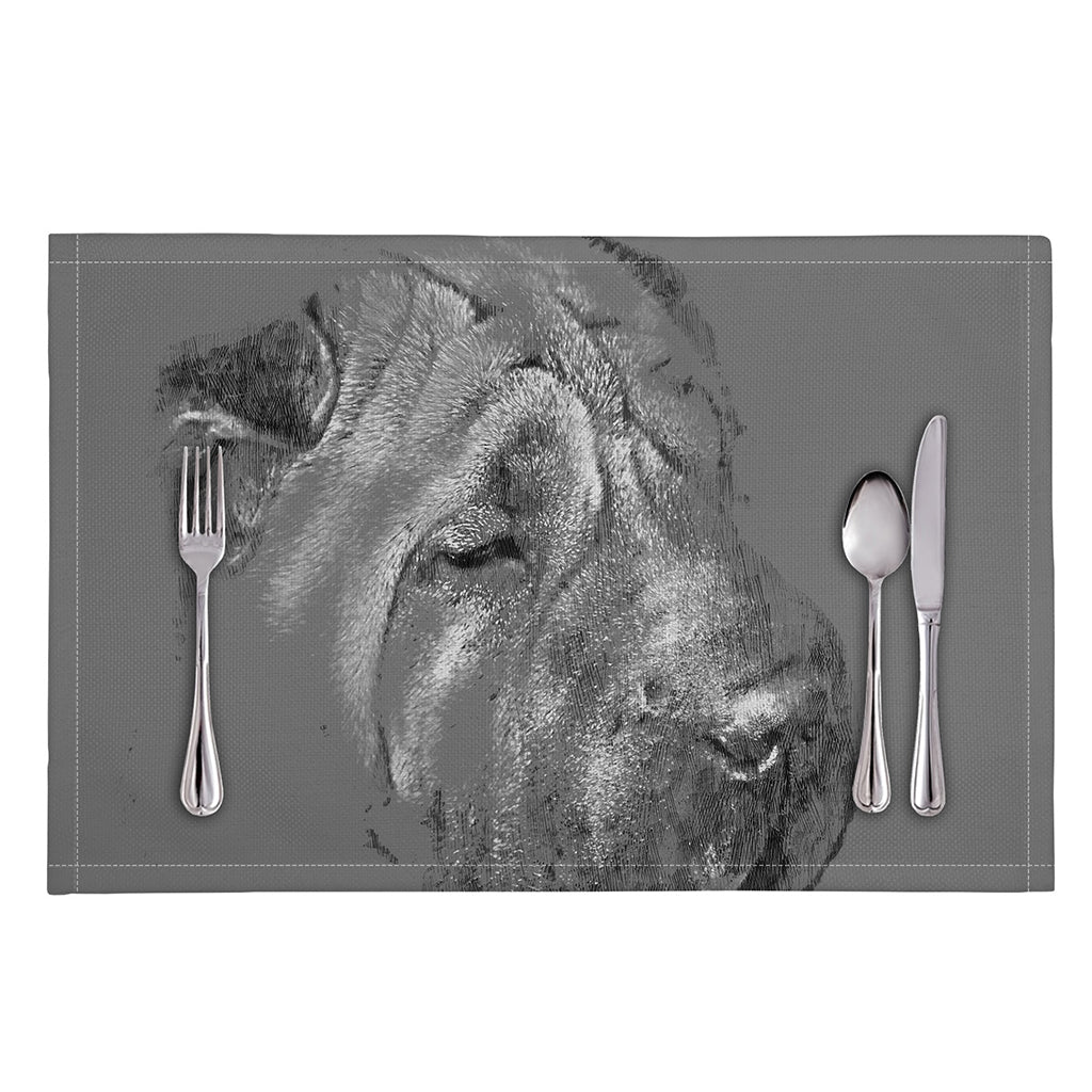 Monochrome Shar Pei Print Placemat