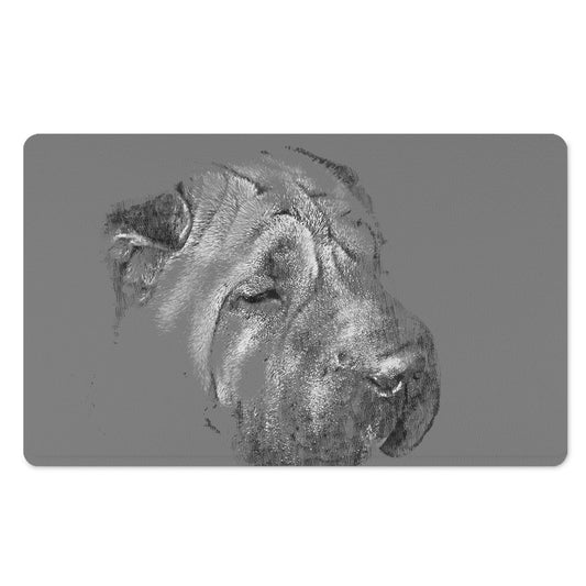 Monochrome Shar Pei Print Polyester Doormat