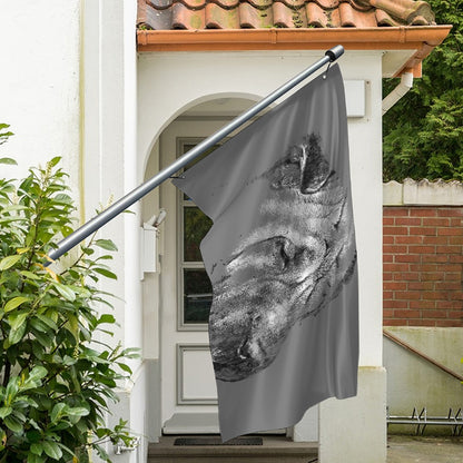 Monochrome Shar Pei Print Polyester Flag