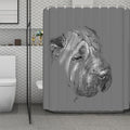 Monochrome Shar Pei Print Polyester Shower Curtain