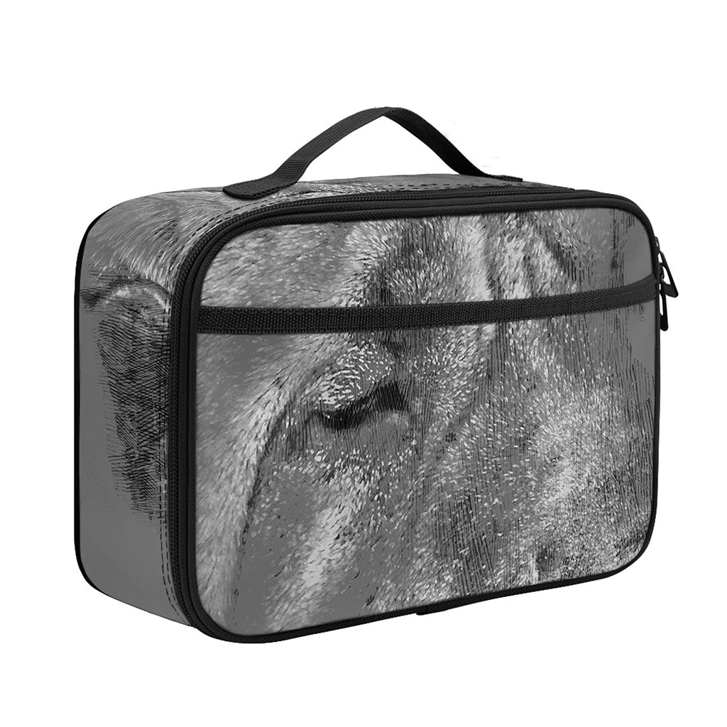 Monochrome Shar Pei Print Portable Lunch Bag