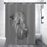 Monochrome Shar Pei Print Premium Shower Curtain