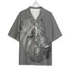 Monochrome Shar Pei Print Rayon Hawaiian Shirt
