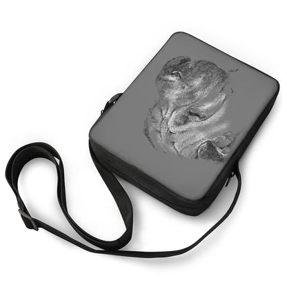 Monochrome Shar Pei Print Rectangular Crossbody Bag