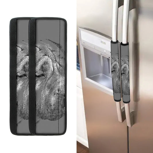 Monochrome Shar Pei Print Refrigerator Handle Covers