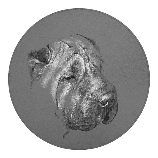 Monochrome Shar Pei Print Round Blanket