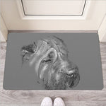 Monochrome Shar Pei Print Rubber Doormat