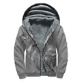 Monochrome Shar Pei Print Sherpa Lined Zip Up Hoodie