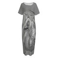 Monochrome Shar Pei Print Short Sleeve Long Nightdress