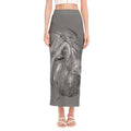 Monochrome Shar Pei Print Side Slit Maxi Skirt