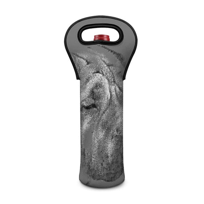 Monochrome Shar Pei Print Single Neoprene Wine Tote