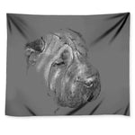 Monochrome Shar Pei Print Tapestry