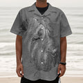 Monochrome Shar Pei Print Textured Short Sleeve Shirt