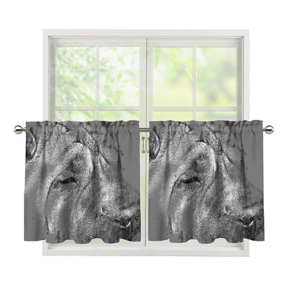 Monochrome Shar Pei Print Tier Curtains