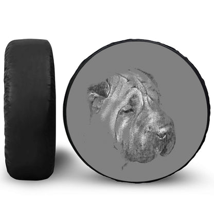 Monochrome Shar Pei Print Tire Cover