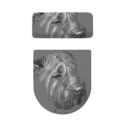 Monochrome Shar Pei Print Toilet Lid And Tank Cover Set