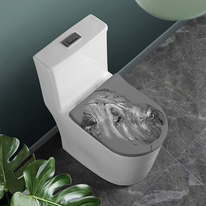 Monochrome Shar Pei Print Toilet Lid Cover