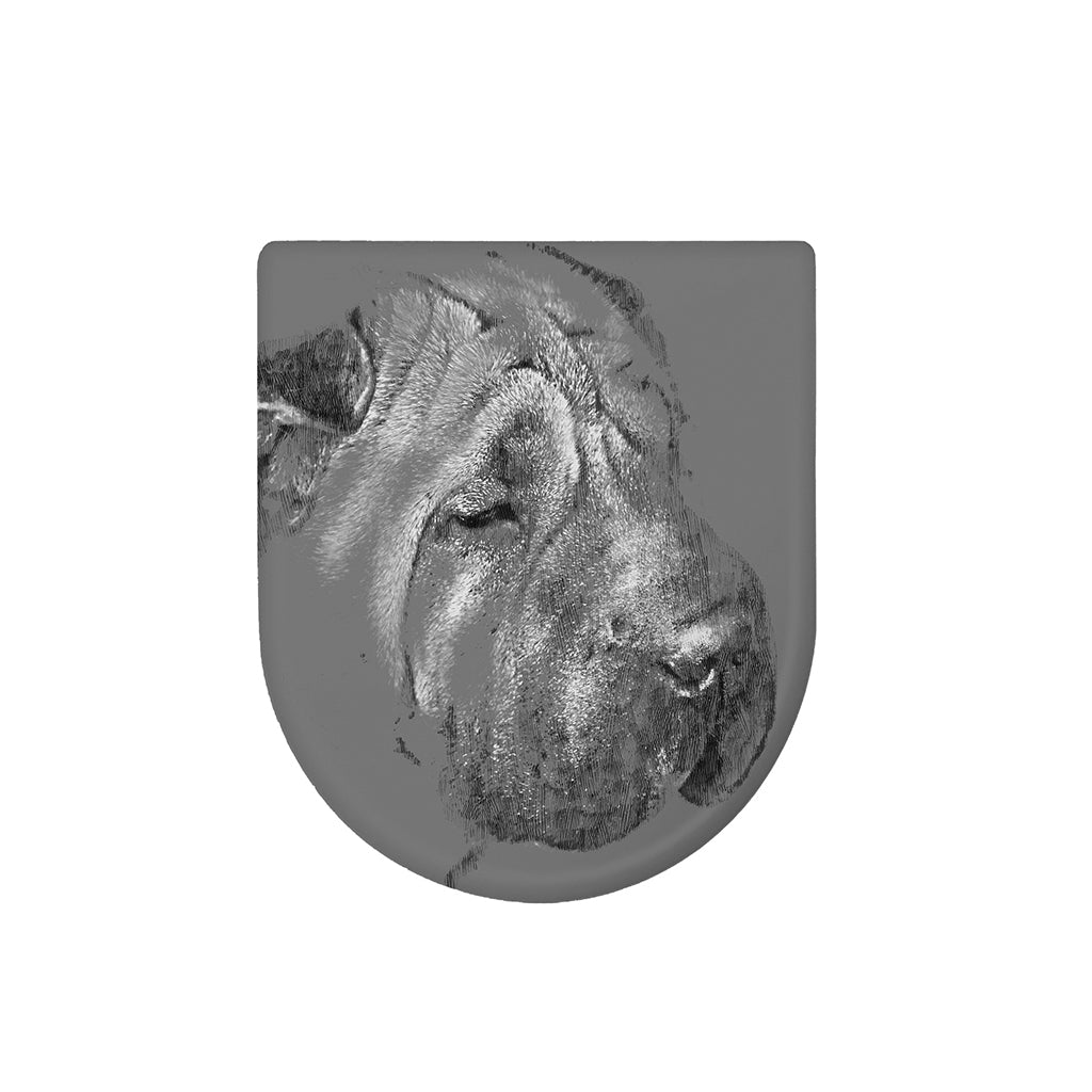 Monochrome Shar Pei Print Toilet Lid Cover