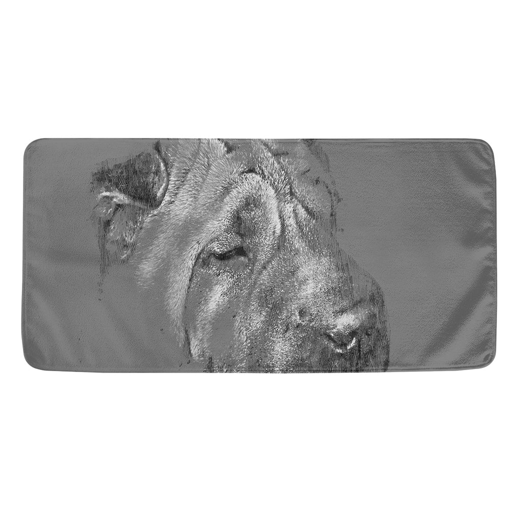 Monochrome Shar Pei Print Towel